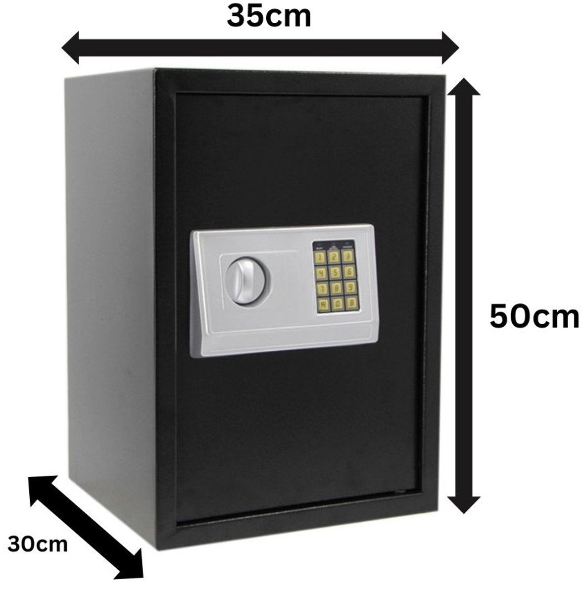 Stark's Vault - Electronic Combination Lock and Emergency Key - Money Vault - Jewelry Vault - 30x35x50cm - Black