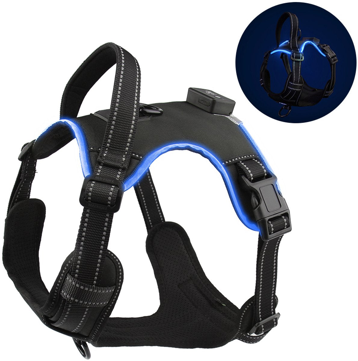 Furley’s Hondenharnas - Maat M – Hondentuig - Hondentuigje – USB Oplaadbaar – Y Tuig Hond – Harnas Hond - Anti Trek Tuig Hond - Reflecterend – Geschikt voor Medium & Grote Honden