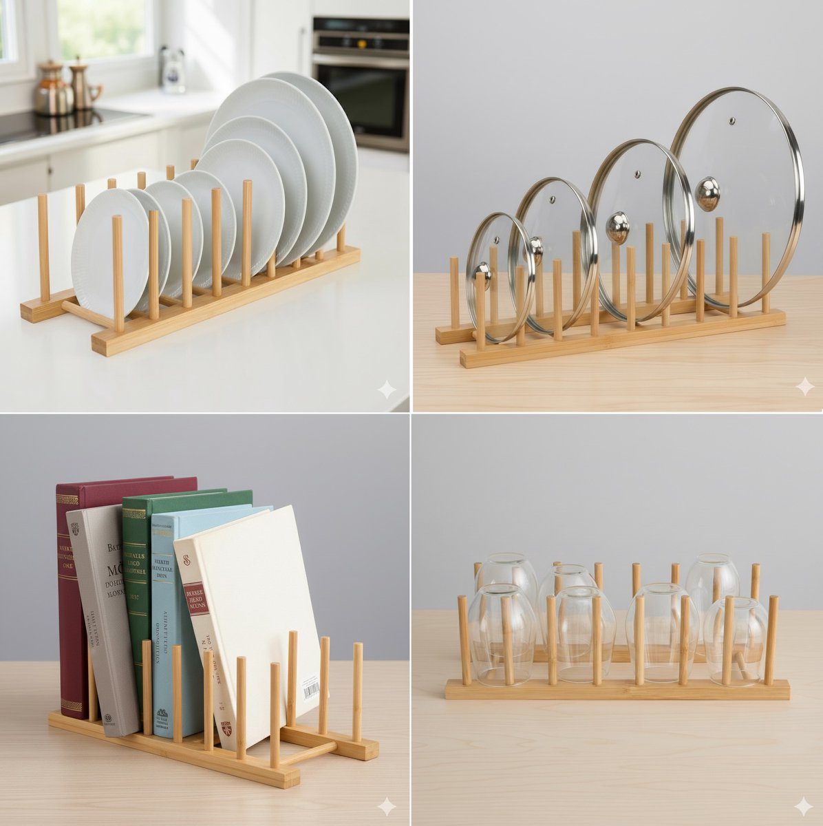 Clever Dish Rack - Bamboo - Plate Rack - Plate Holder