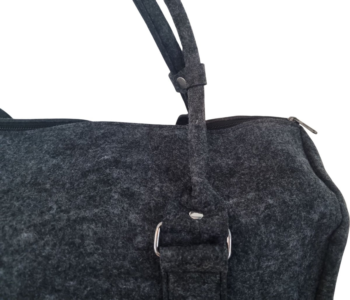 Viva Reistas Vilt met Rits - Antraciet - Shopper - Weekendtas - Luiertas - 50x30x23cm