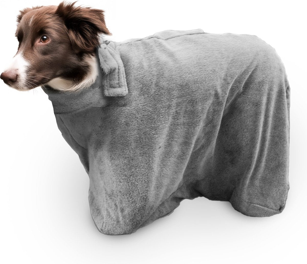 Royal Dry Doggybag M - Microvezel Hondendroogzak - Ruglengte 60 cm - Hondenbadjas - Honden handdoek - Grijs