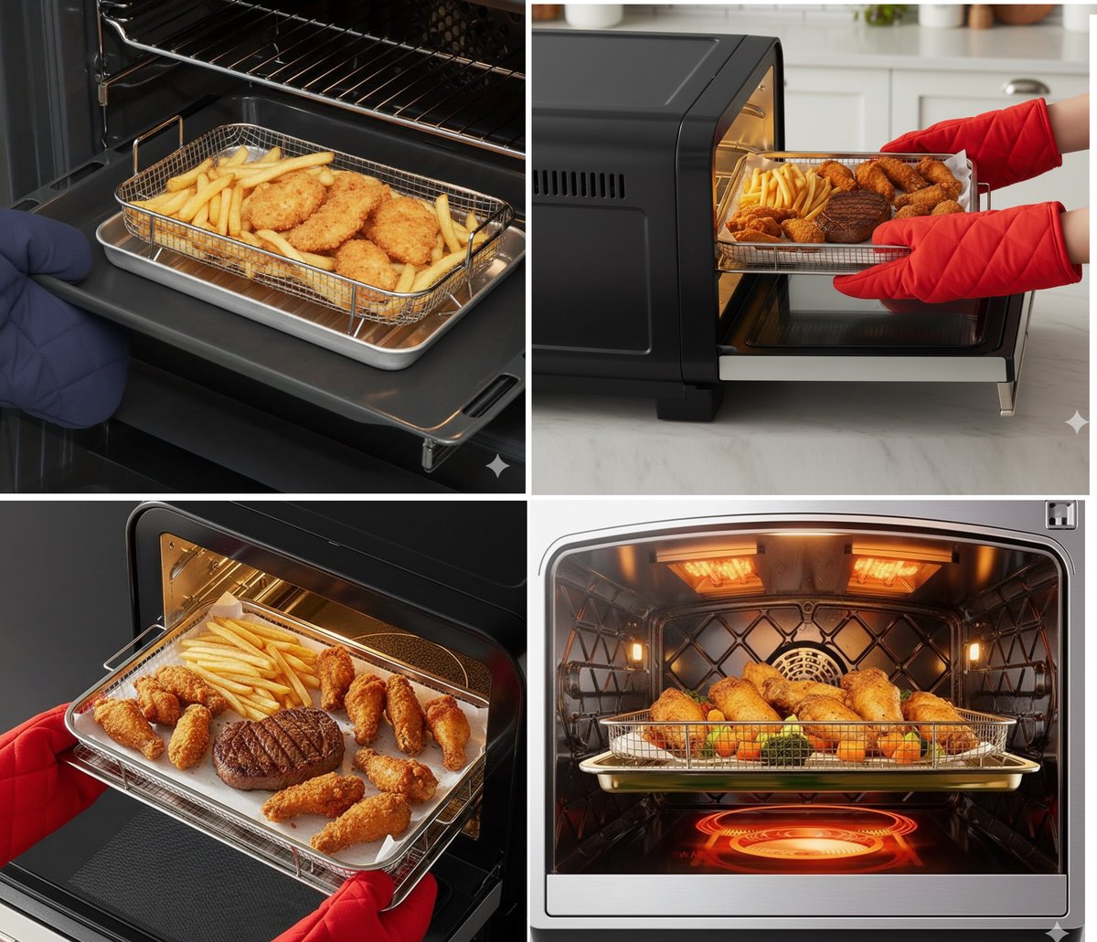 Cheffinger Frituurmand met Ovenplaat - 2-in-1 - RVS - Zilver - 32,5 x 24,5 x 8cm