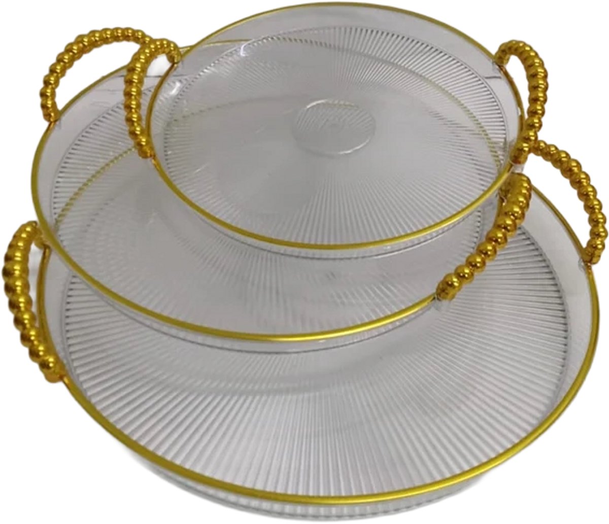 Hauskraft Dienbladen Set - 3-delig - Acryl - Transparant/Goud - Dienblad - Rond
