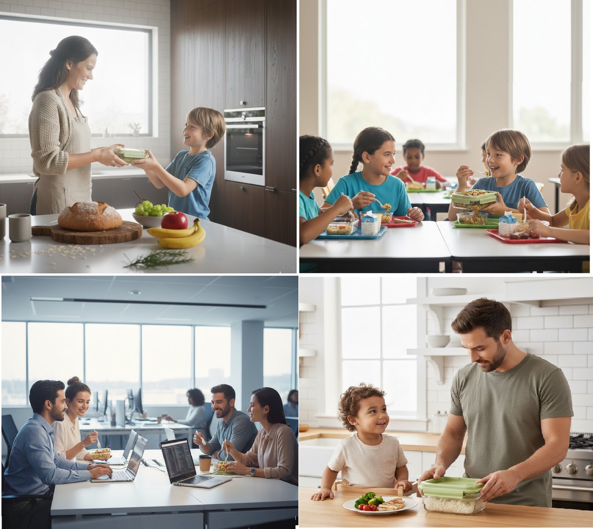 Cheffinger Lunchbox met Bestek - Glas - Groen - Bentobox - Multifunctioneel Voor Werk en School - Meal Prep Bakje