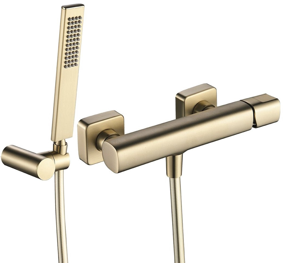Laveo Tores Wandgemonteerde Douchemengkraan met Doucheset - Geborsteld Goud