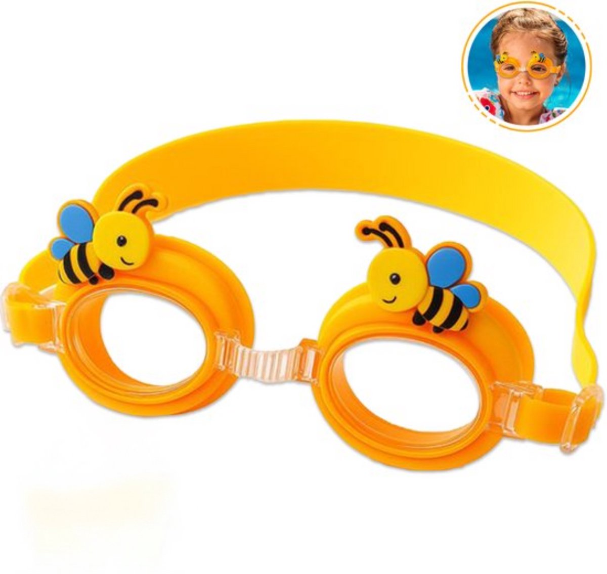 Furley’s Zwembril Kind Bij – Kinder Duikbril met Anti-condens & UV-bescherming – Zwemmasker voor Kinderen 3-8 jaar