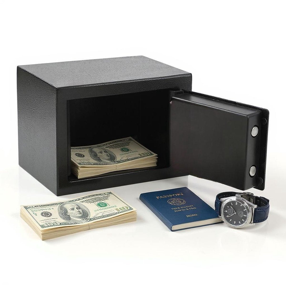 Stark's Vault - Electronic Combination Lock and Emergency Key - Money Vault - Jewelry Vault - 17x30x17cm - Black