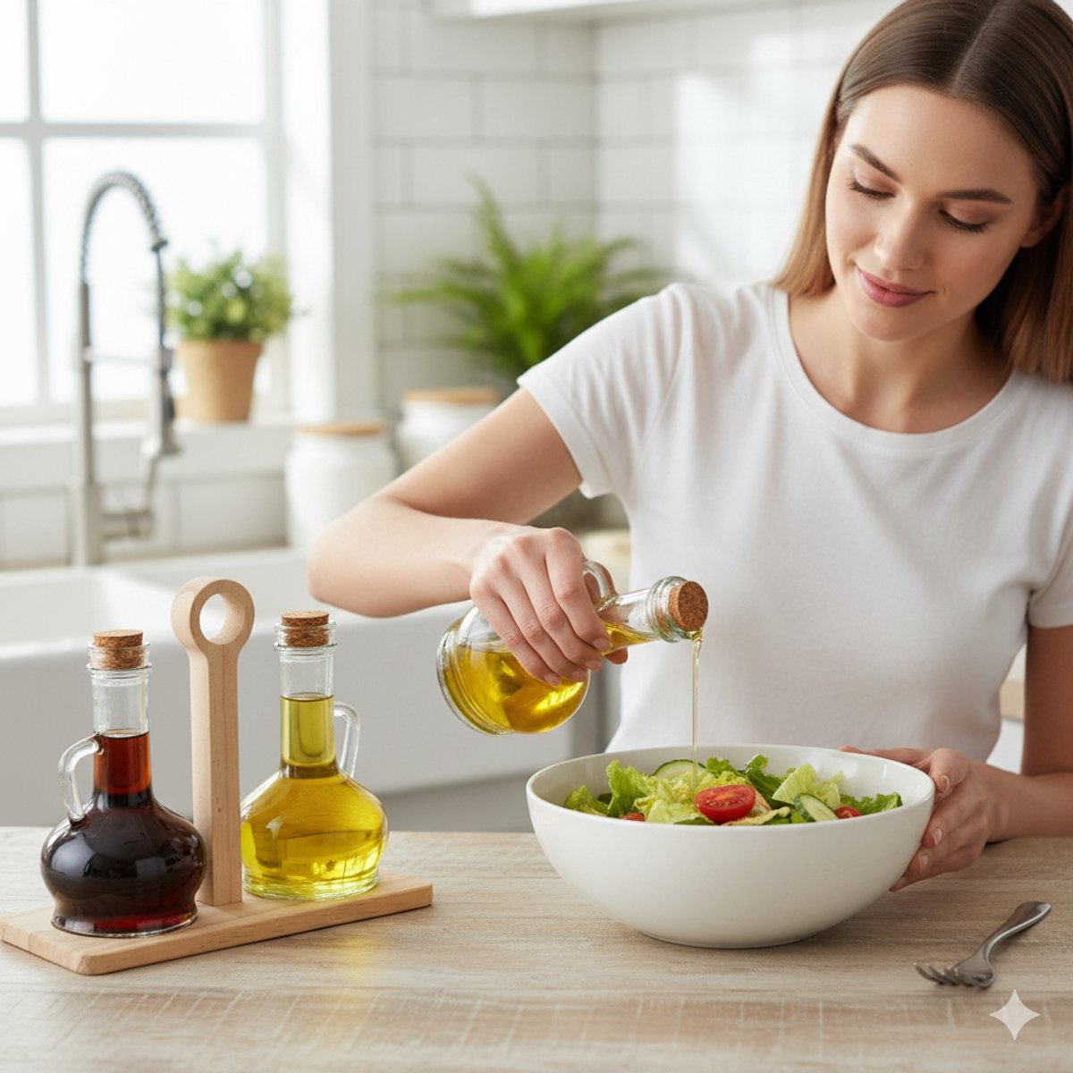Cheffinger Oil and Vinegar Set Incl. Holder - Bamboo