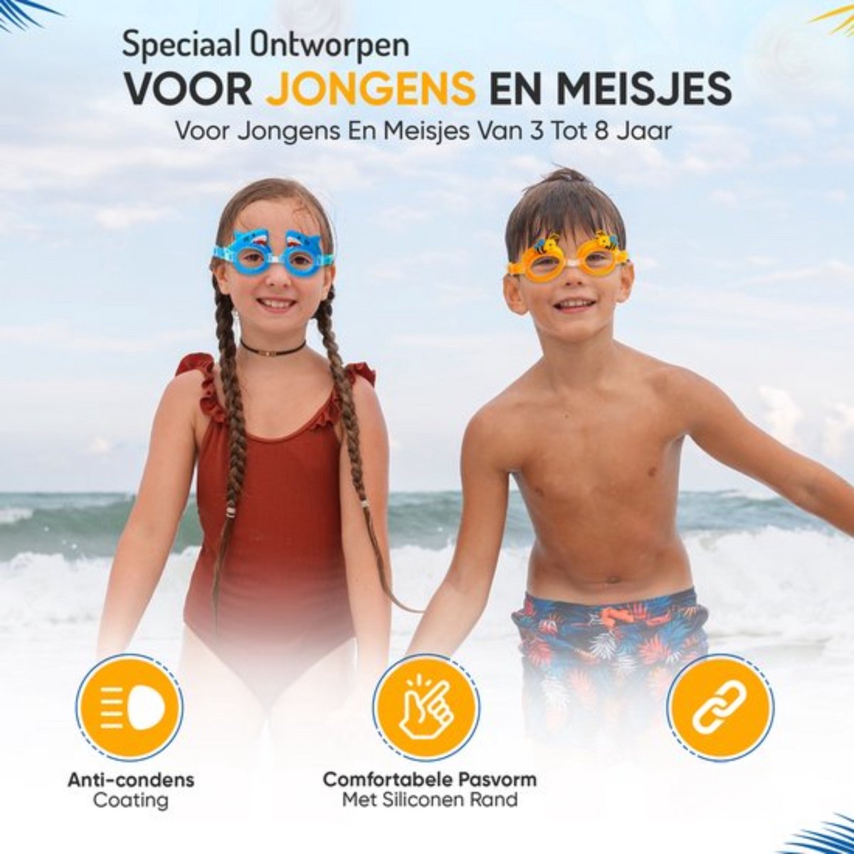 Furley’s Zwembril Kind Bij – Kinder Duikbril met Anti-condens & UV-bescherming – Zwemmasker voor Kinderen 3-8 jaar