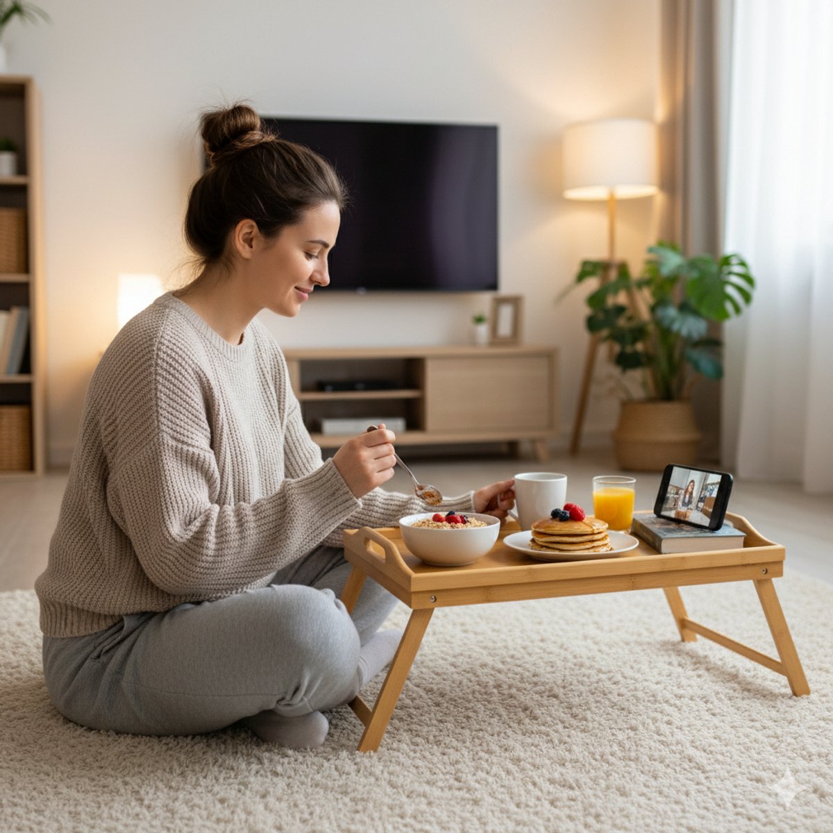 Cheffinger Serving Tray - Bamboo - Folding Legs - Breakfast in Bed Tray