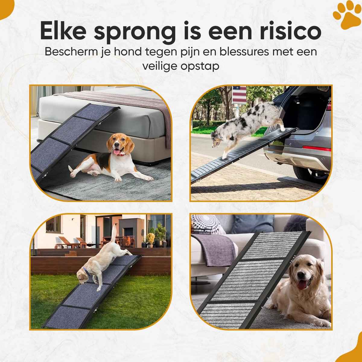 Furley's Opvouwbare Hondenloopplank van Furley’s – Inklapbare Hondentrap & Loopplank voor Auto – Antislip & Veilig – Aluminium – 160 cm – 70 kg Draagkracht – Met Bevestiging – Voor Grote & Kleine Honden