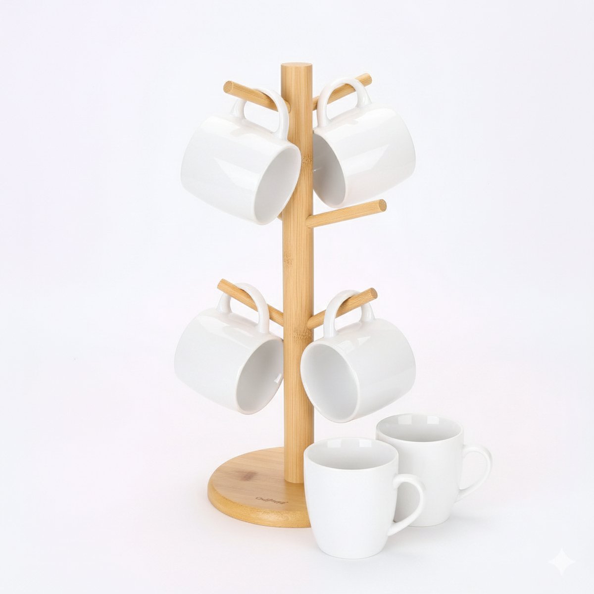 Cheffinger Glass Holder - Bamboo - For 6 Glasses 