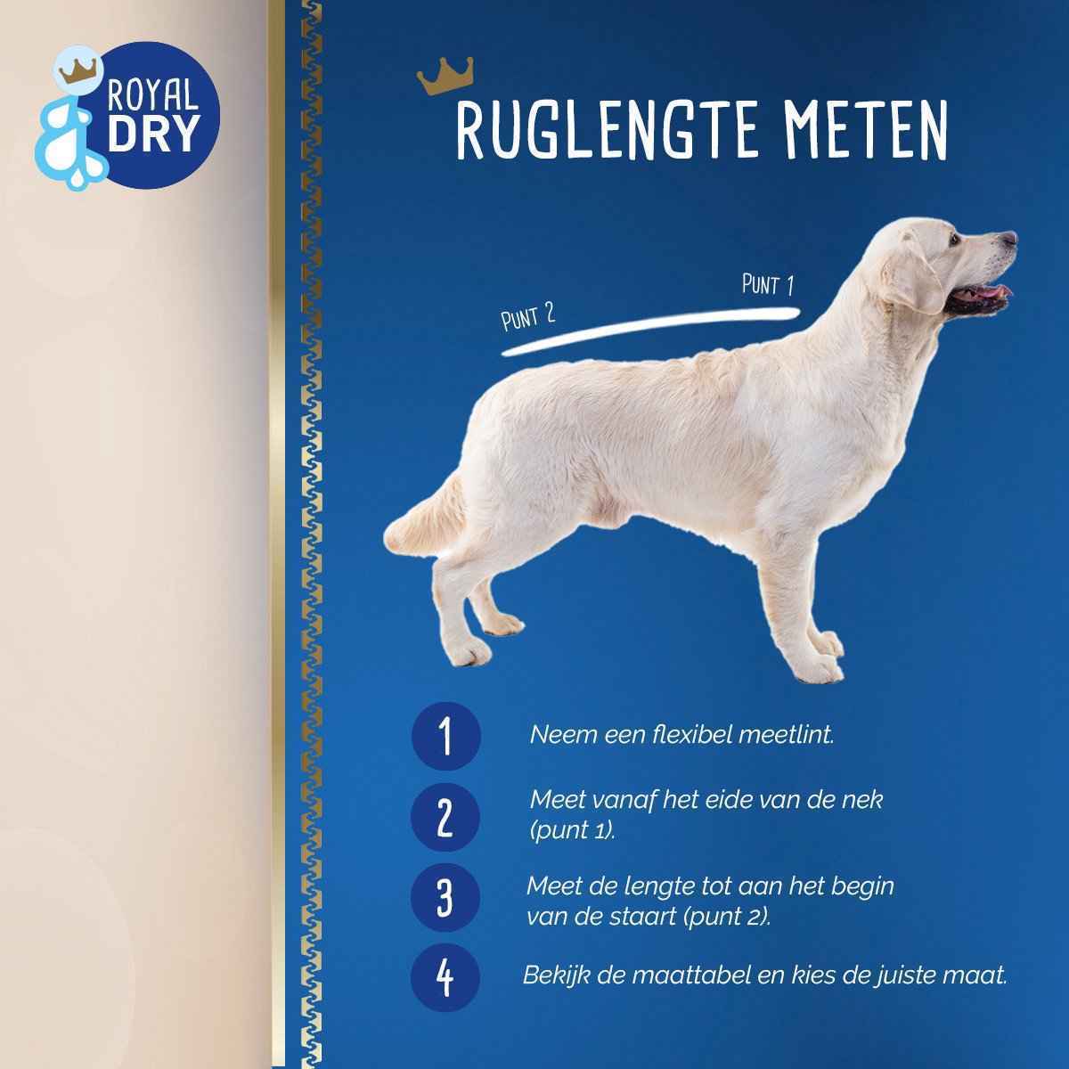 Royal Dry Doggybag L - Microvezel Hondendroogzak - Ruglengte 75 cm - Hondenbadjas - Honden handdoek - Grijs