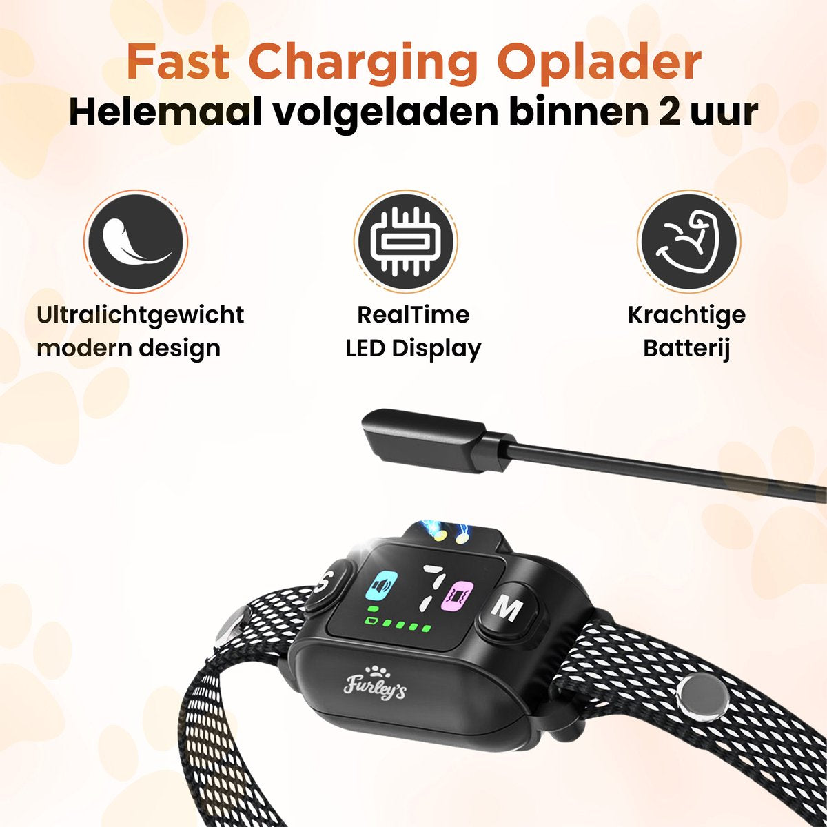 Furley’s Anti Blafband - Diervriendelijk – Zonder Schok – 7 Gevoeligheidsniveaus – 3 Modi: Geluid, Trilling & Combinatie – Slimme Blafdetectie – Weersbestendig & Magnetisch Oplaadbaar