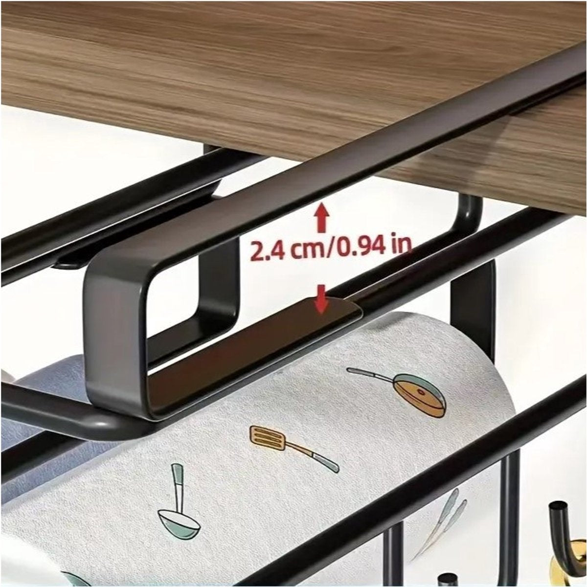 Hauskraft Ophangbeugel met Haken voor Kast - Snijplank Plank Houder - Keukenorganizer - Zwart