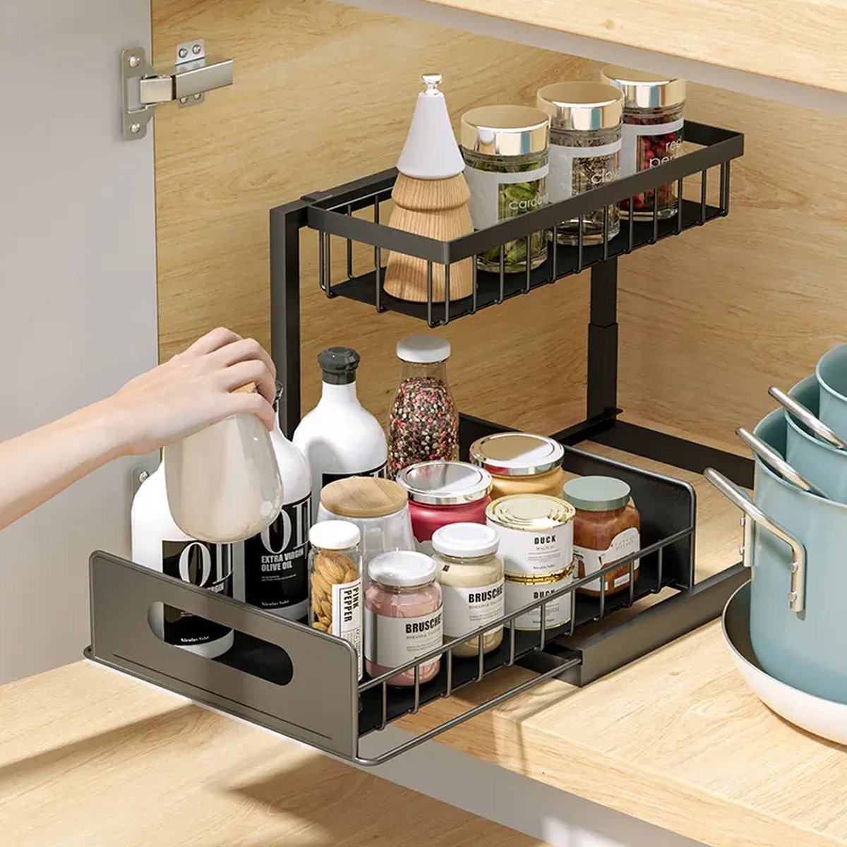 Cheffinger Sink Cabinet Organizer - Extendable - Dish Rack - Kitchen Cabinet Organizer - Kitchen Organizers - Organizer - Sink Rack - Kitchen Drawer
