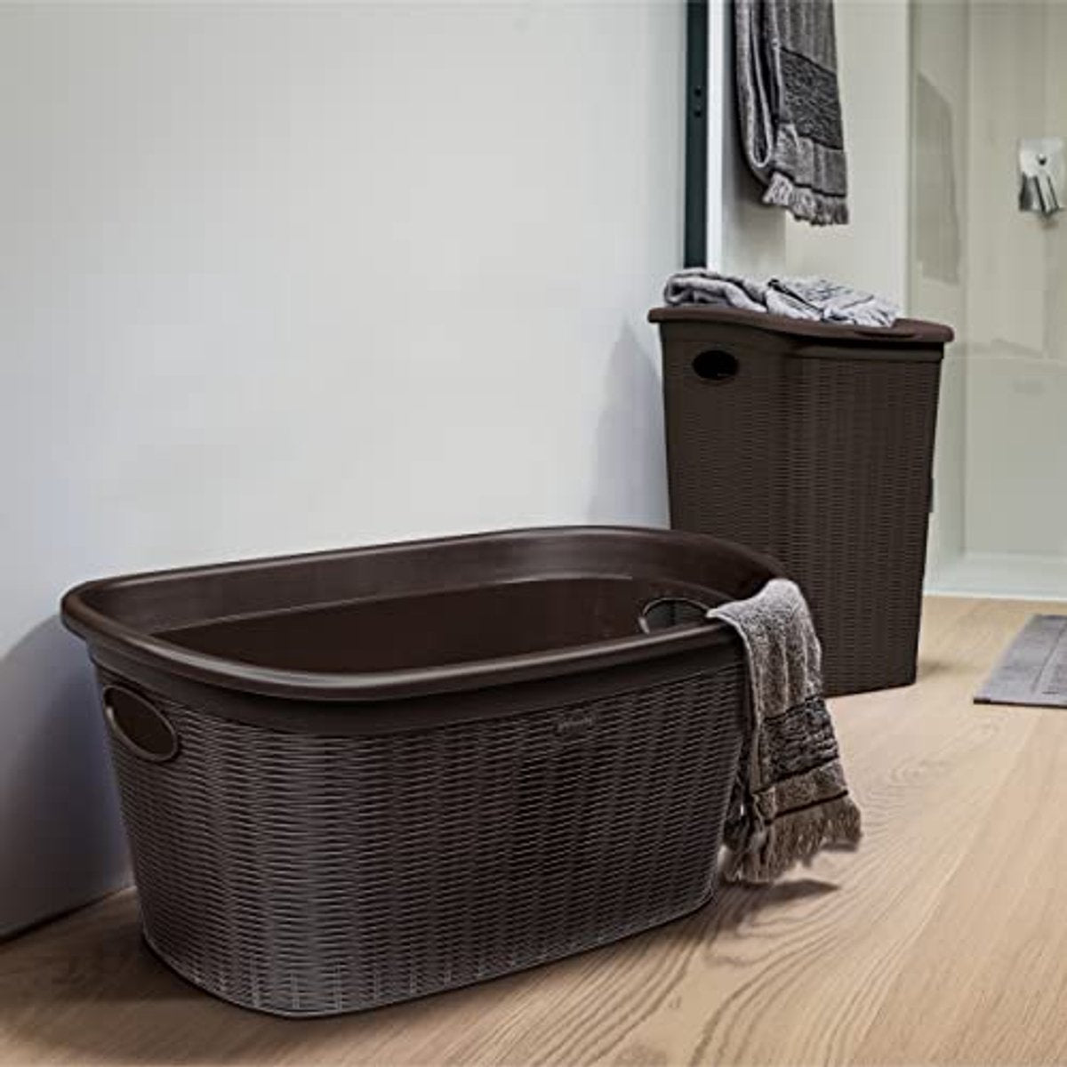 Stefanplast Elegance Wasmand - Bruin - Kunststof - 38x58x28cm