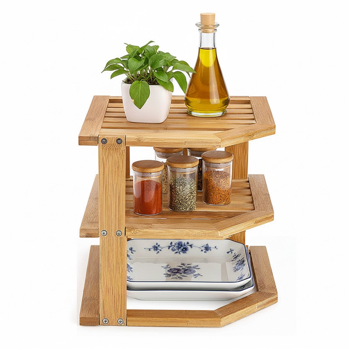 Cheffinger Afdruiprek - 3-laags - Bamboe - Keukenrek