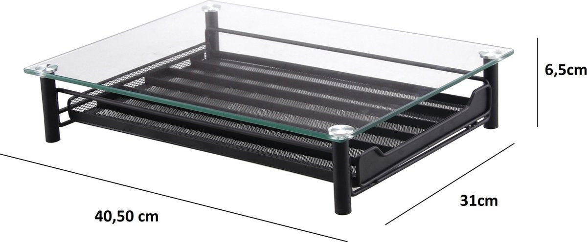 Cheffinger - Nespresso Capsulehouder met Lade - Glas - 60 Cups - Espresso Koffie Pad en Cups Houder - Glas en RVS - Zwart