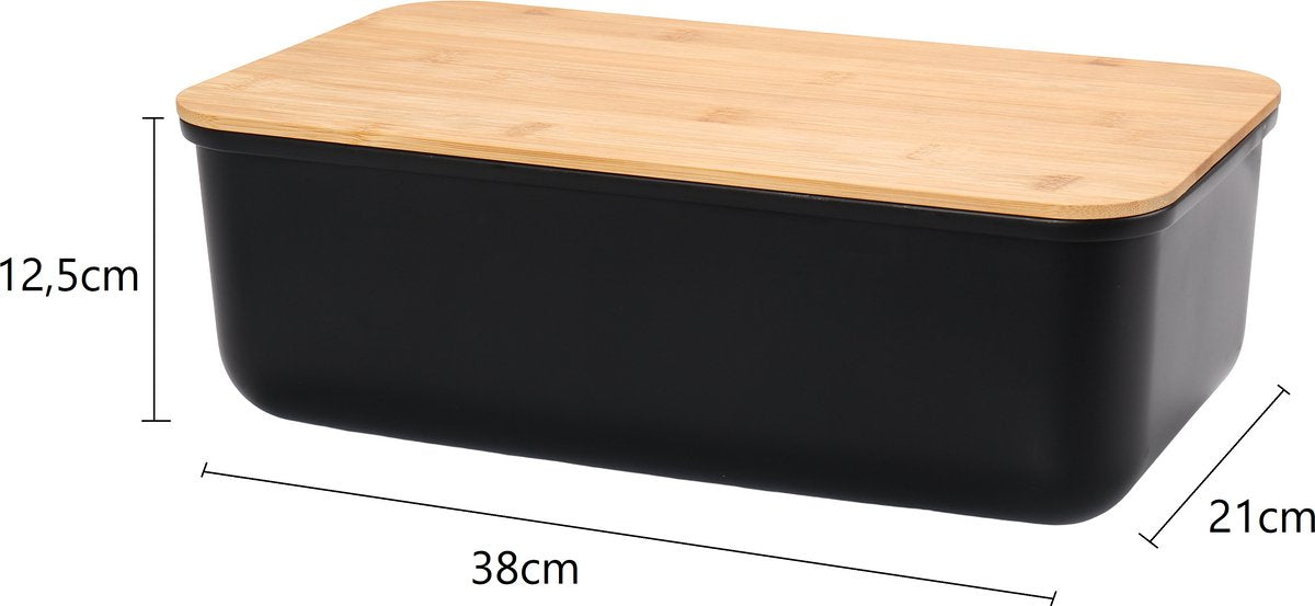 Cheffinger Broodtrommel - Bamboe - Zwart - Brooddoos - Brood Bewaren - Vershouddoos voor Brood