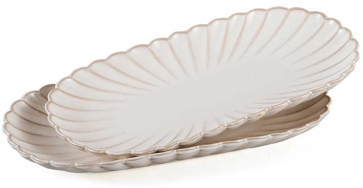 Almina Bloomy Serveerschalen Set van 2 - Porselein - 31cm x 26cm