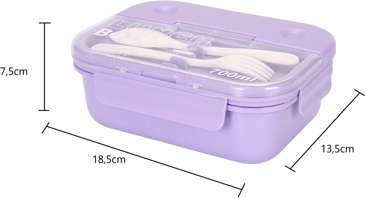 Cheffinger Lunchbox met Bestek - Paars - Bentobox - Multifunctioneel Voor Werk en School - Meal Prep Bakje