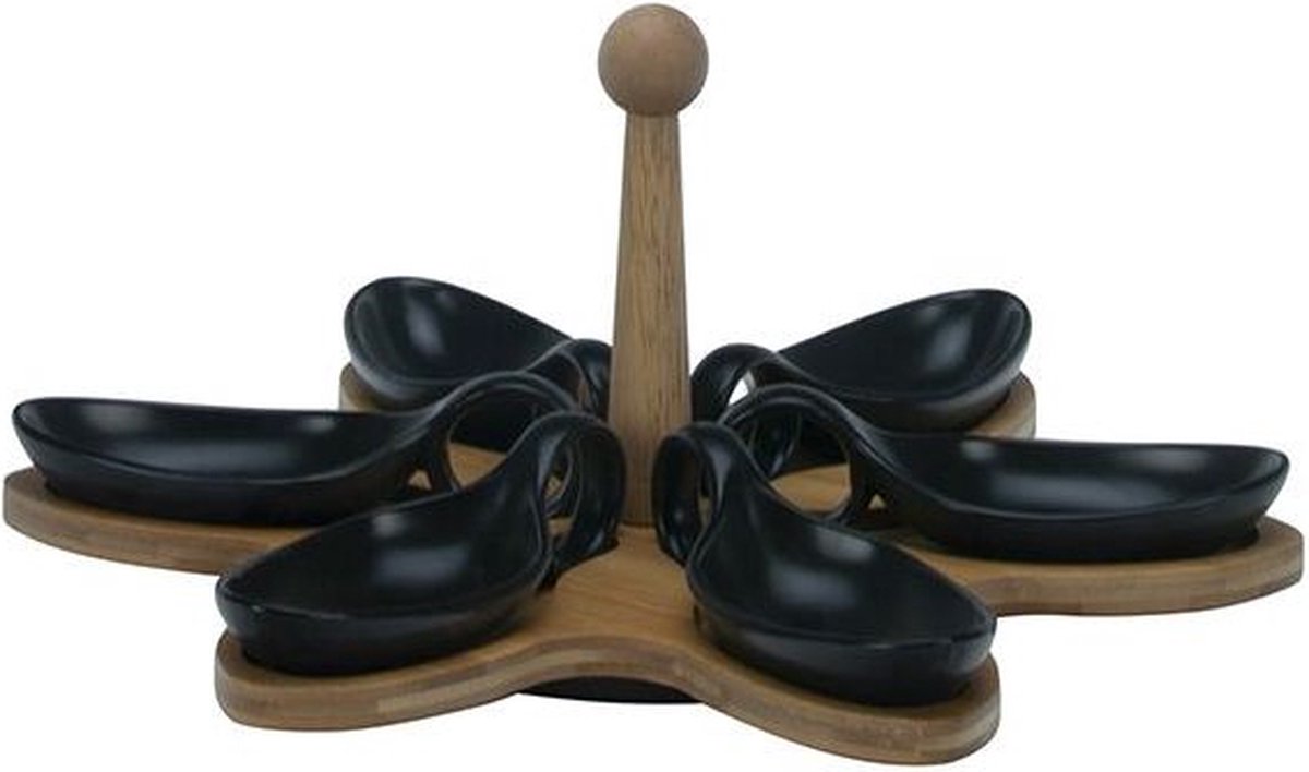 Bricard Snackschalen Set - 7-delig - Bamboe - Zwart