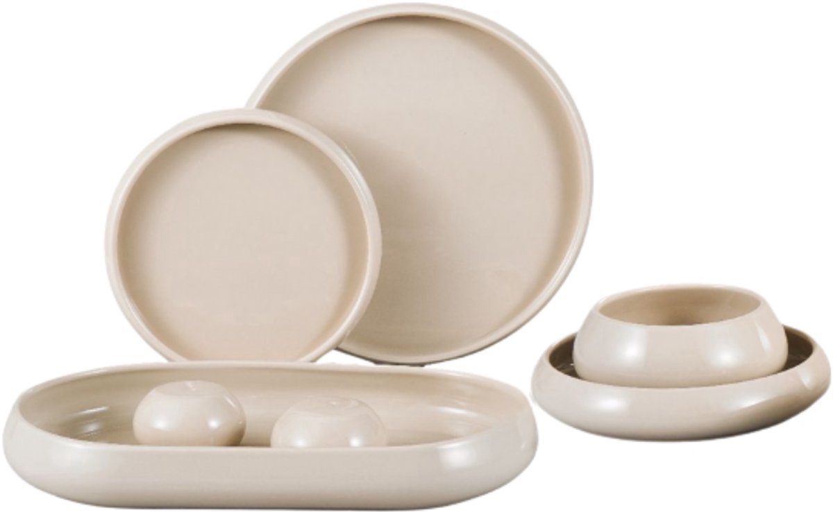 Almina Lissa Bonna Biscuit - Porseleinen Serviesset - 27-delig - Taupe - 6-Persoons - Dinerset