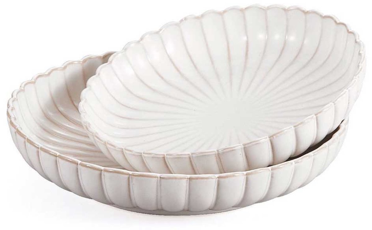 Almina Bloomy Serveer- en Saladeschaal Set - 24 & 28cm - Porselein