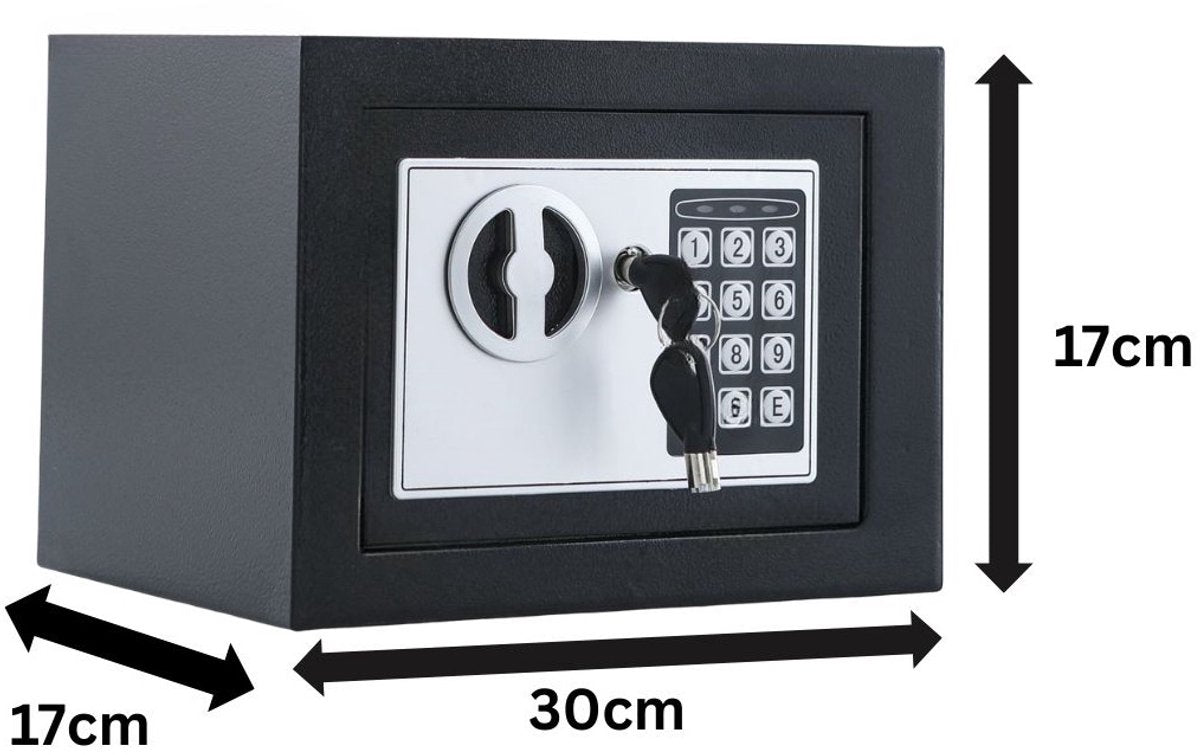 Stark's Vault - Electronic Combination Lock and Emergency Key - Money Vault - Jewelry Vault - 17x30x17cm - Black