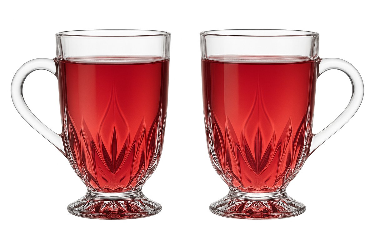 Glozini Hanoi - Tea Glass Set - 6 Pieces - 310ml - Tea Glass - Tea Cups - Tea Glasses with Ear/Handle