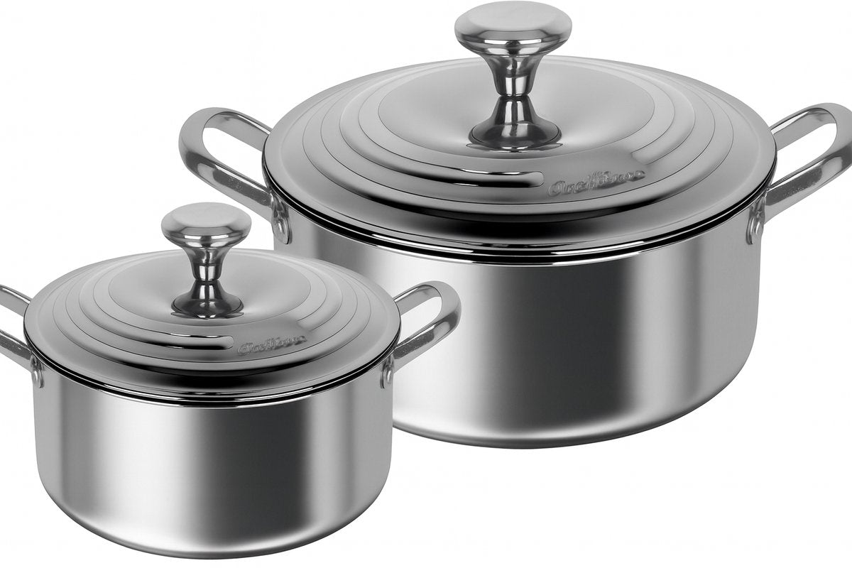 Cheffinger Braadpannen Set - 24cm & 28cm - RVS - Zilver