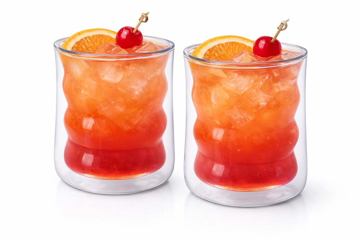 Glozini Dubbelwandige Wavy Bubbelglazen - 225ml - Set van 6 - Geribbelde Glazen - Bubble Glas - Esthetische Cocktailglazen