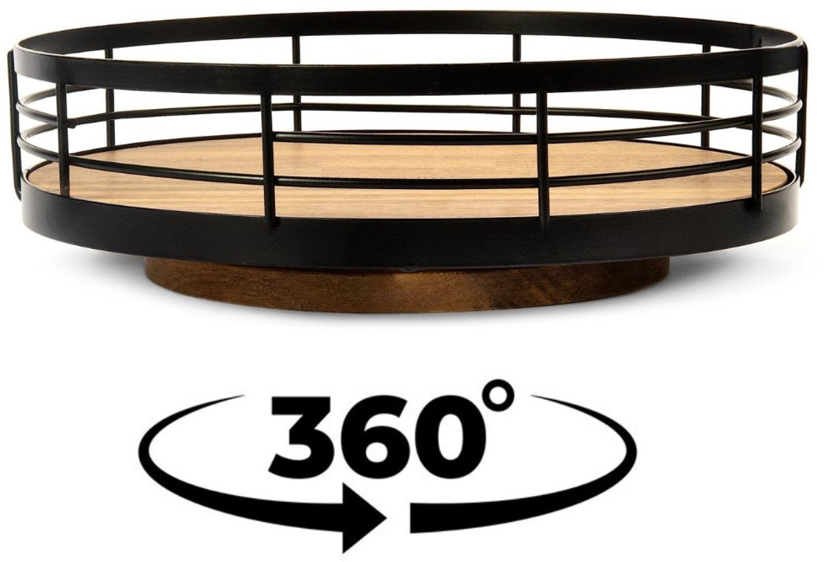 Cheffinger Turntable - 26cm - Kitchen Organizer - Kitchen Rack - Spice Rack - Rotatable - Black - Wood