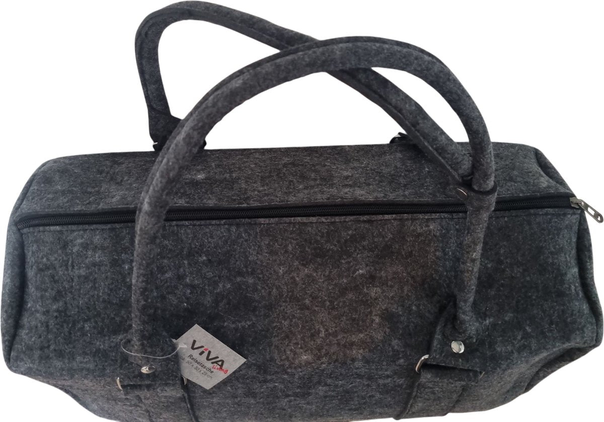 Viva Reistas Vilt met Rits - Antraciet - Shopper - Weekendtas - Luiertas - 50x30x23cm