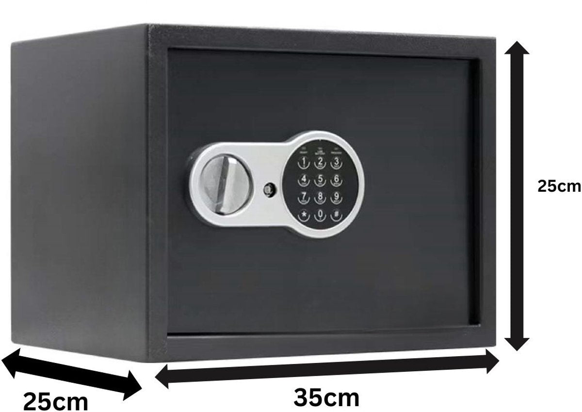 Stark's Vault - Electronic Combination Lock and Emergency Key - Money Vault - Jewelry Vault - 25x35x25cm - Black