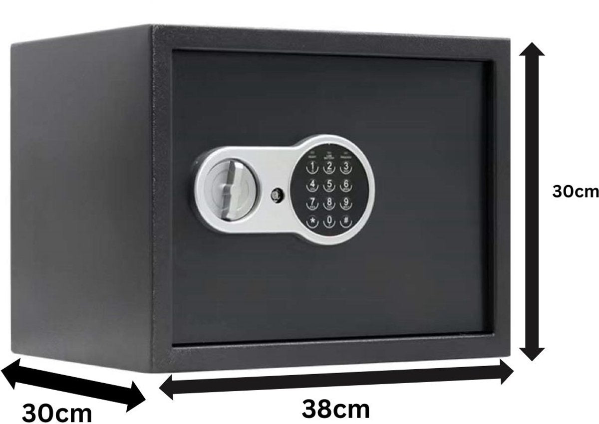 Stark's Kluis - Elektronisch Cijferslot en Noodsleutel - Geldkluis - Sieradenkluis - 30x38x30cm - Zwart