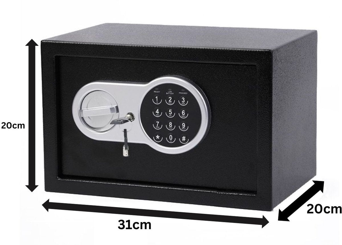 Stark's Vault - Electronic Combination Lock and Emergency Key - Money Vault - Jewelry Vault - 31x20x20cm - Black 8721143803243