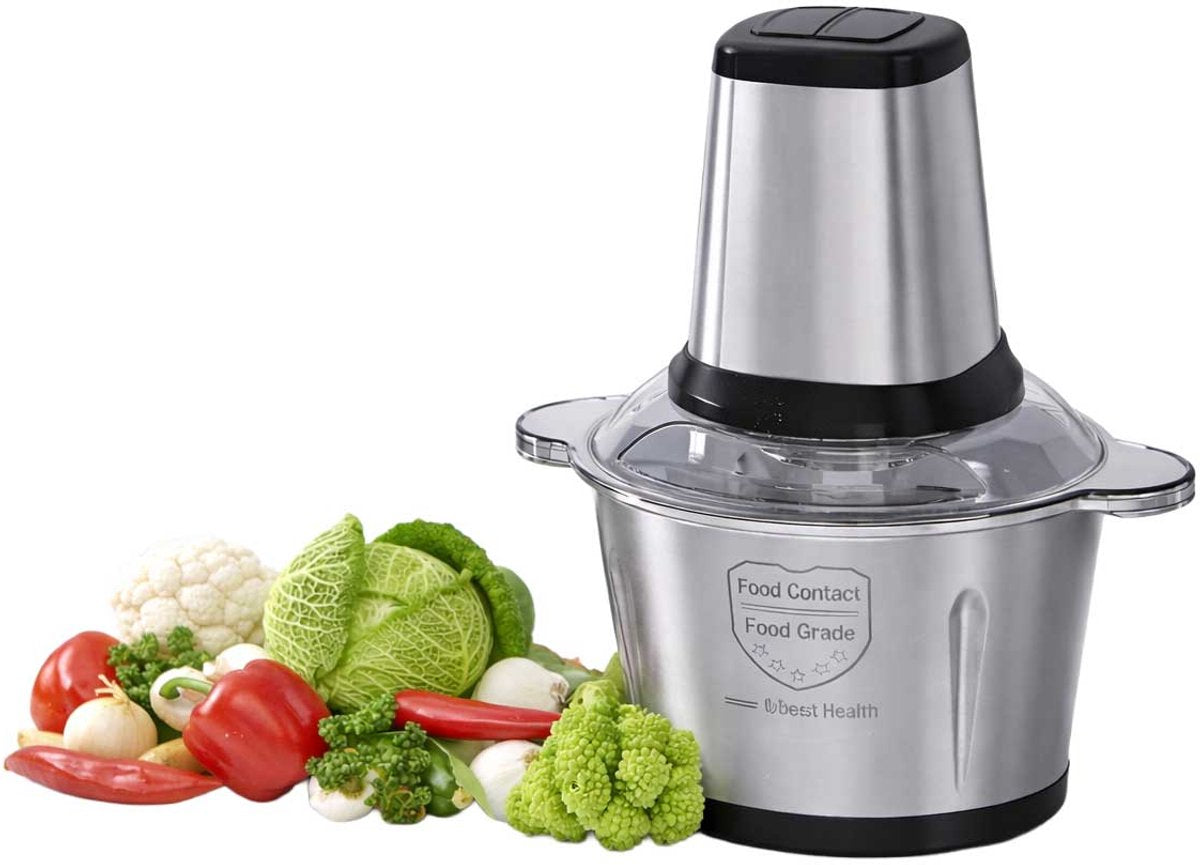 Teffo Hakmolen - 3L Kom - Food Chopper - Hakmolen Elektrisch - 300W - 2 Snelheden - RVS