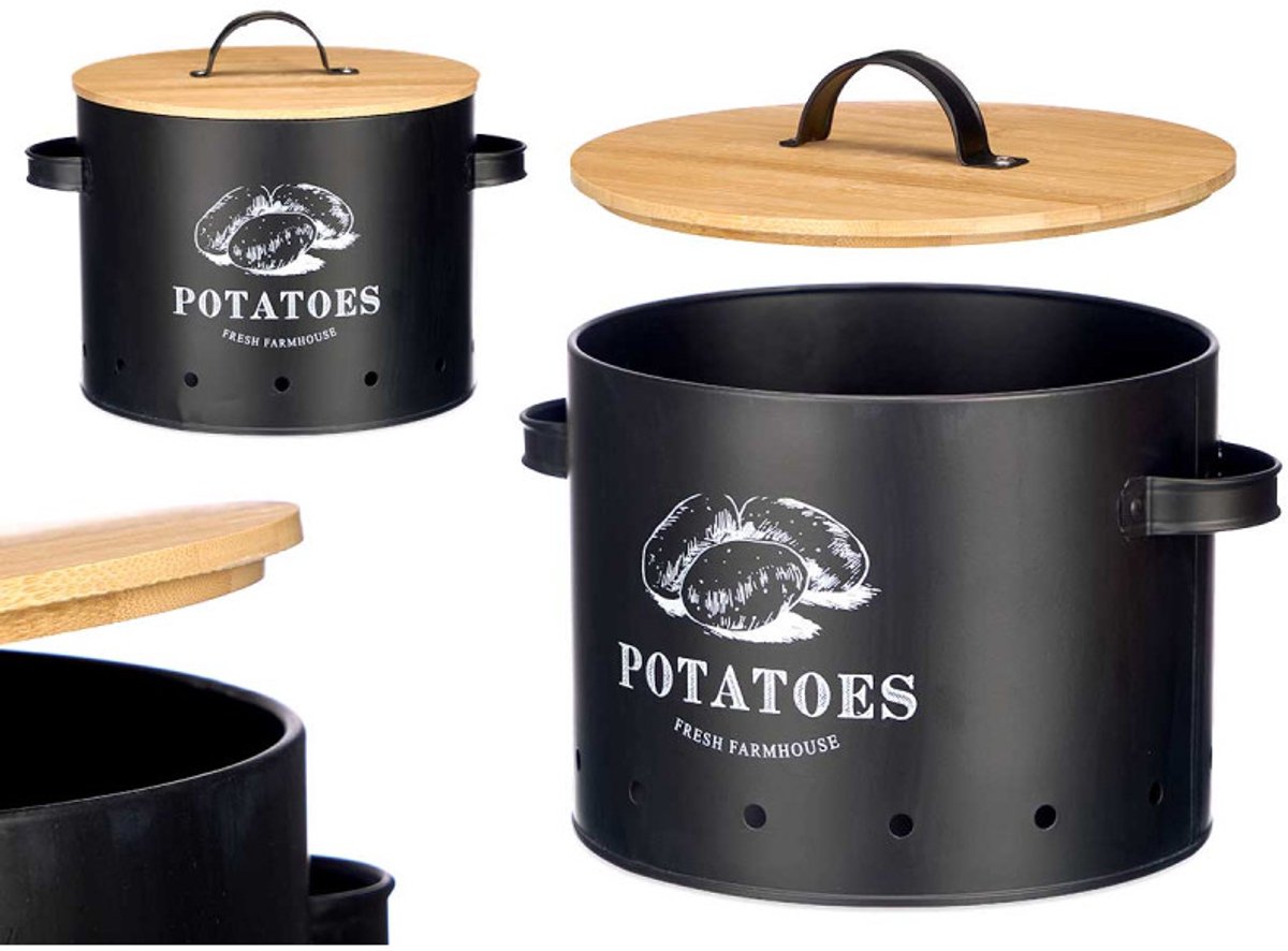 Kinvara Kartoffeltopf mit Bambusdeckel – Schwarz