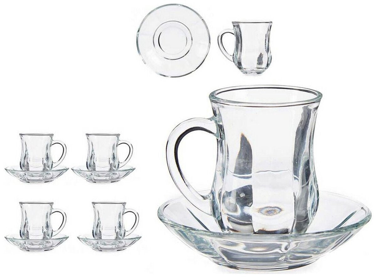 Vivalto Theeglas met Schotel en Oor - 125ml - Set van 4 - Turkse Theeglazen