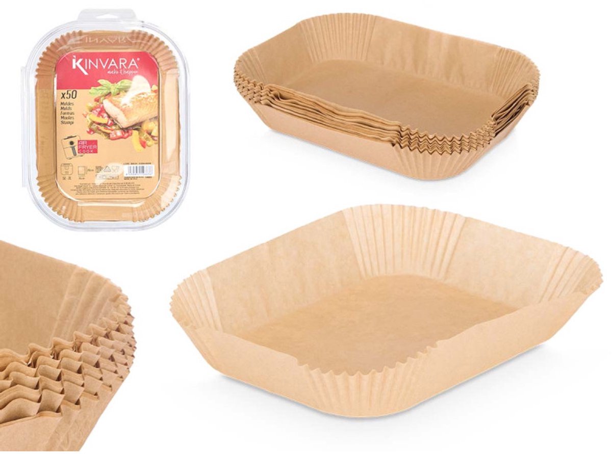 Kinvara Airfryer Bakpapier - Rechthoek - 26x18,5x4cm - 50 Stuks - Bakpapier Aifryer - Airfryer XL en XXL