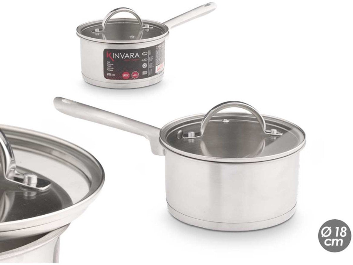 Kinvara Steelpan met Glazen Deksel - 18cm - Inductie - Sauspan