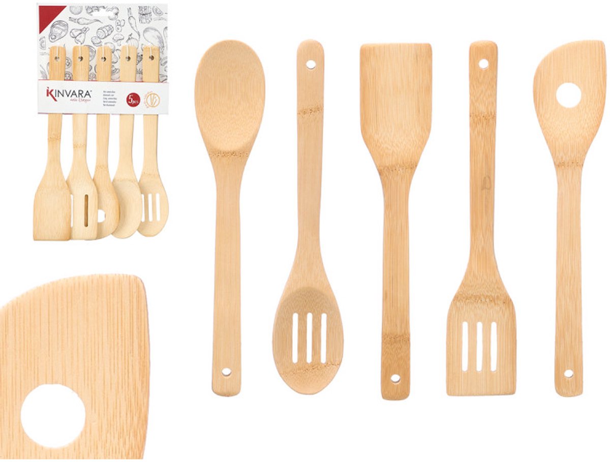 Kinvara Küchenutensilien-Set – 5-teiliges Küchenutensil aus Bambus 