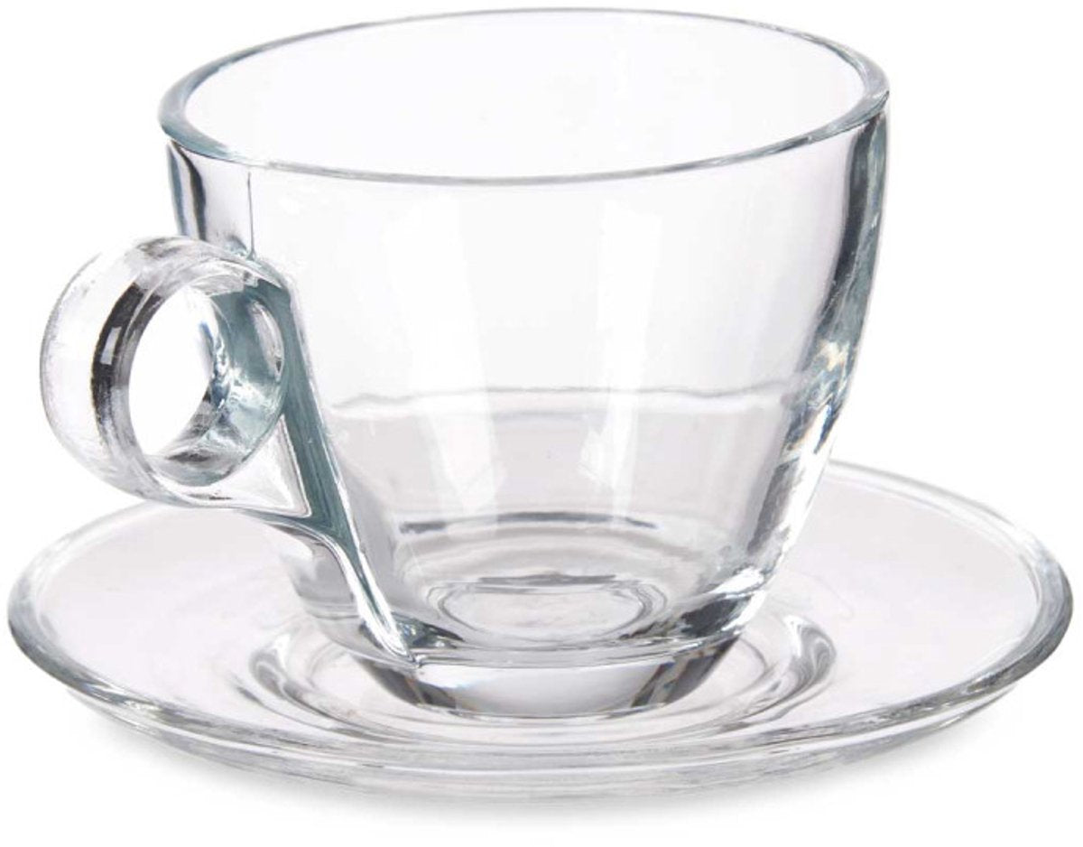 Vivalto Koffiemok met Schoteltje - Set van 6 - Glas - 170ml