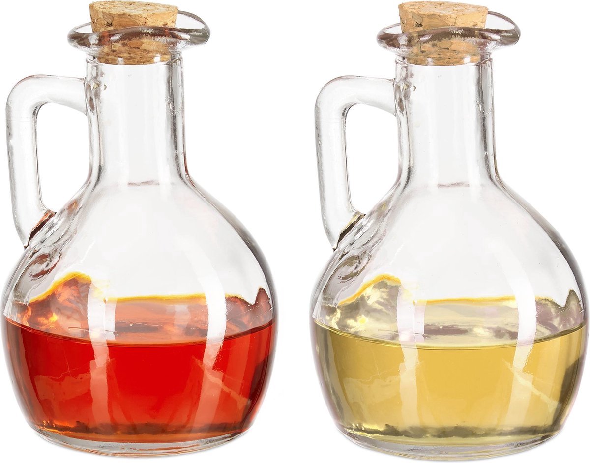 Hauskraft Olie- en Azijnfles Set - Set van 6 - Glas met Kurk - 500ml - Oliefles