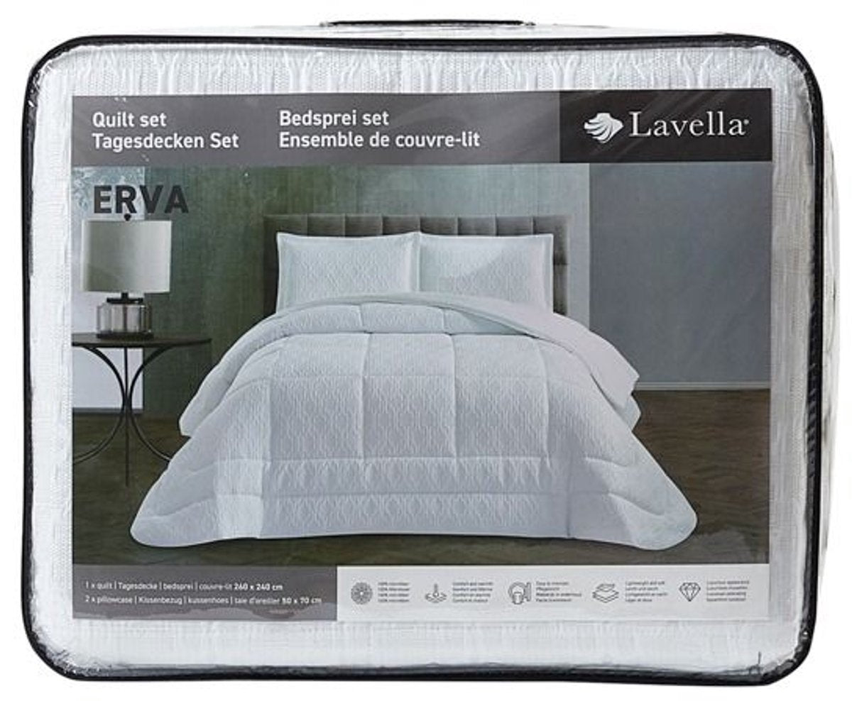 Lavella Erva Bedspread Set 3-piece - White - 260x240cm