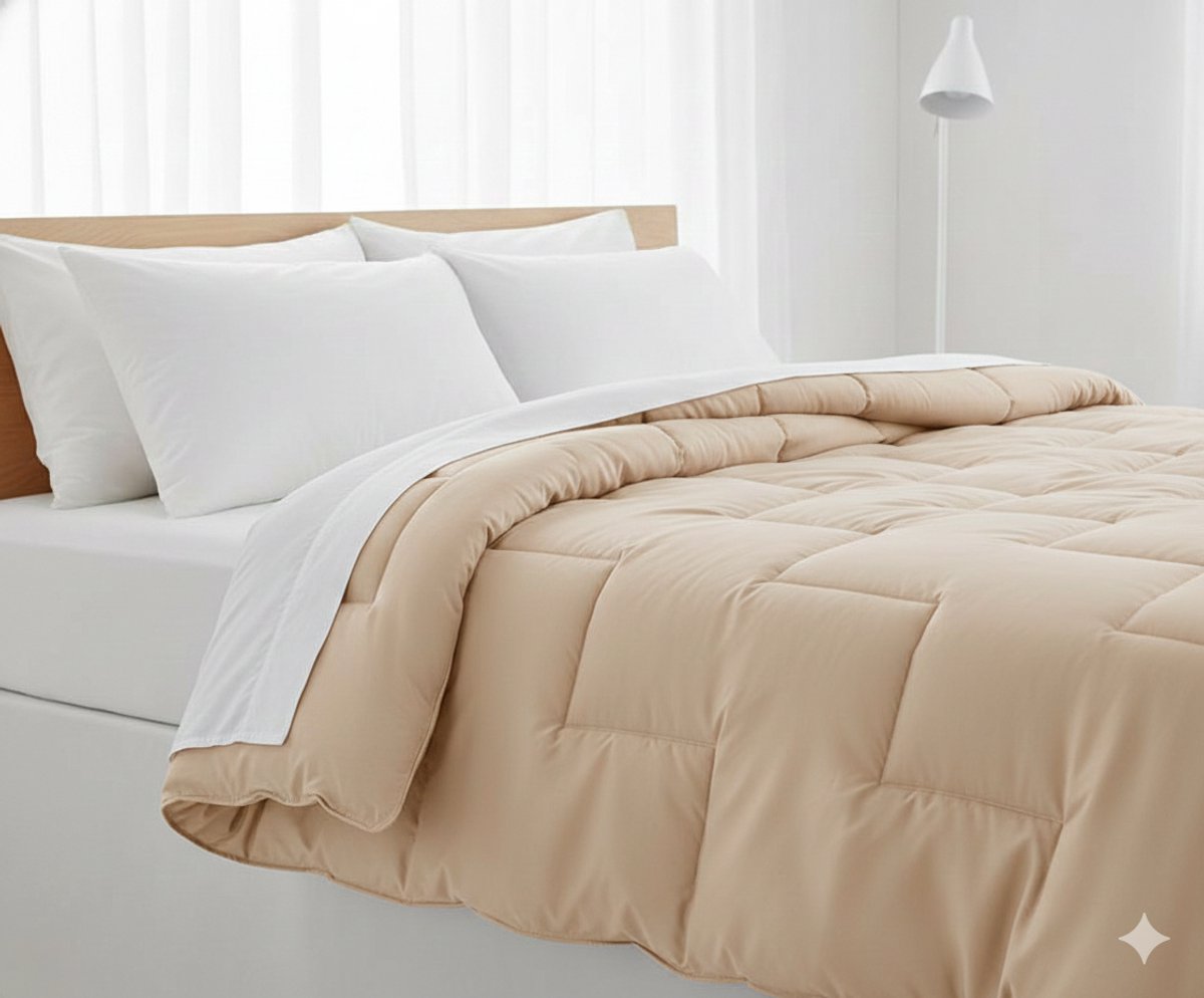 Dreamswan Dubbelzijdig Dekbed zonder Overtrek - 240x200cm - Taupe - Wasbaar Dekbed - Hoesloos Dekbed - Tweepersoons Dekbed