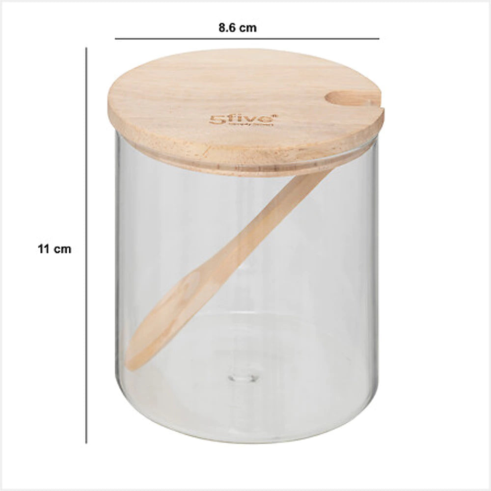 5Five Zuckerdose inkl. Löffel – Glas/Bambus – 400 ml
