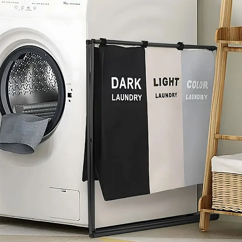 Nexxt Wasmand met 3 Compartimenten – Opvouwbaar – 105L – Was sorteerder – Multifunctioneel – Grijs/Zwart